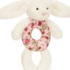 JELLYCAT BLOSSOM CREAM BUNNY BERRY RING RATTLE